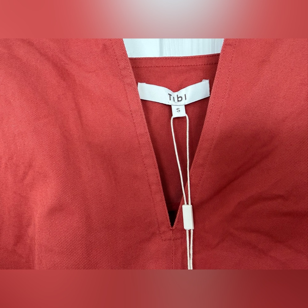 TIBI Harrison Sculpted Split-Neck Chino Top - S - Picture 4 of 7